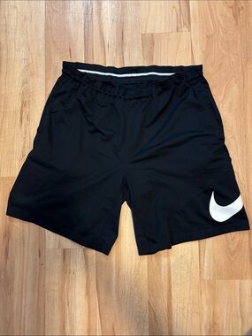 Nike Men’s Black Athletic Shorts with White Swoosh